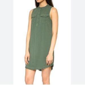 Splendid Olive Green Sleeveless Shirtdress with Frayed Hem Size Large